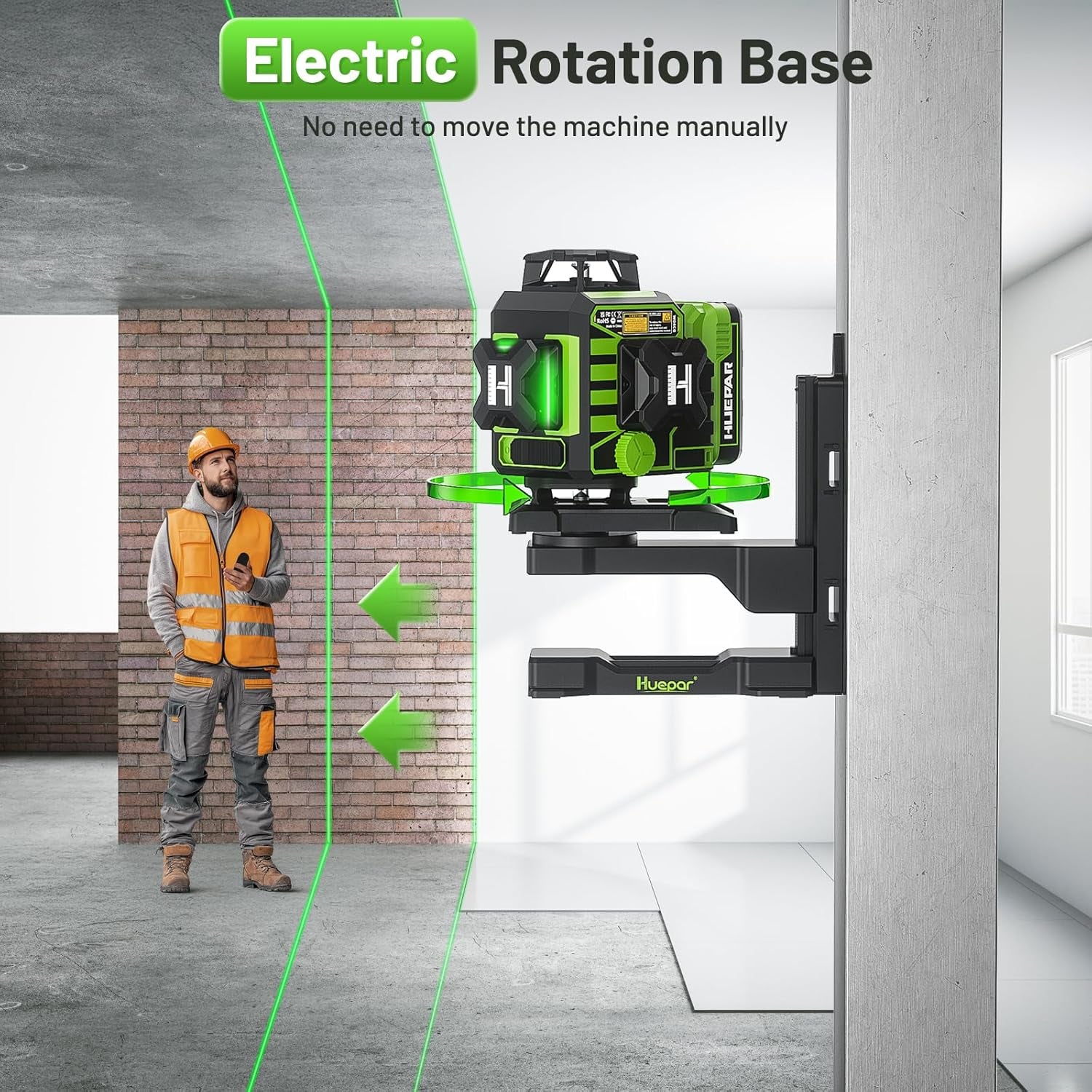 3D 12-Line / 4D 16-Line Green Laser Level, Bluetooth Control, Self-Leveling, LCD, Rechargeable Battery & IP54 Protection