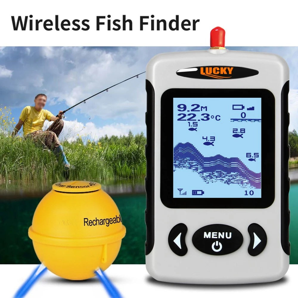 Portable Professional Sounder Wireless Sonar Fish Finder Fishing Probe Detector Fishfinder with Dot Matrix