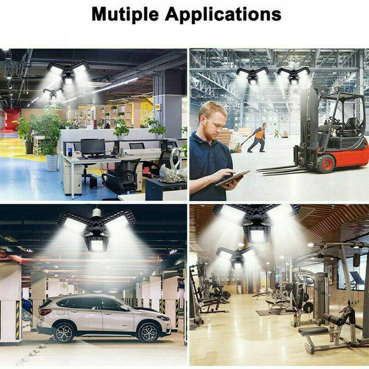 Solar Power Garage Light Deformable Outdoor Indoor Garden Ceiling Shed Shop Lamp