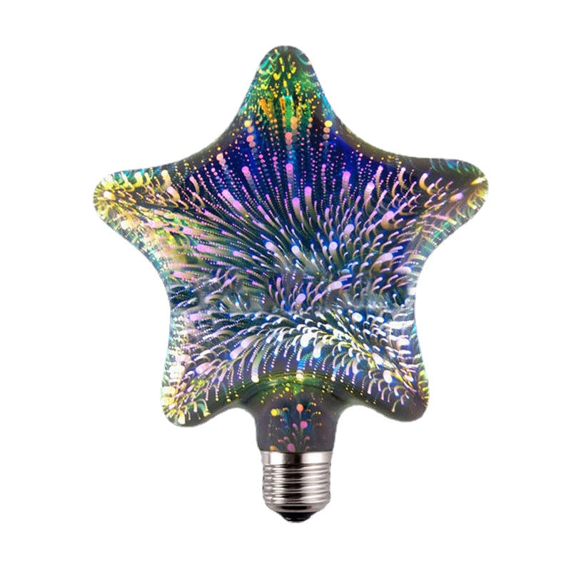E27 3D Pure White Creative LED Fireworks Decorative Light Bulb Screw Chandelier AC85-265V