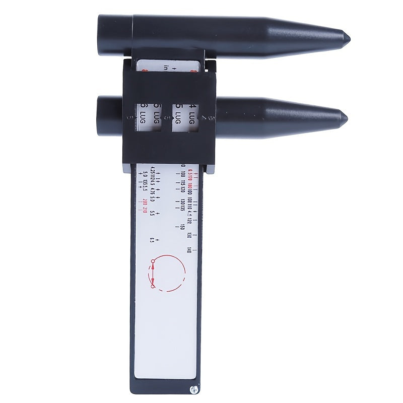 1pc Black Caliper Hub Hole Distance Measurement Tool Ruler Wheel Bolt Gauge