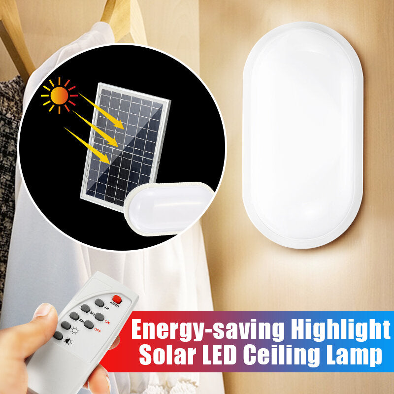 15W/25W Solar LED Ceiling Lamp Soft Light Effect Oval Bulb Waterproof Garage 2