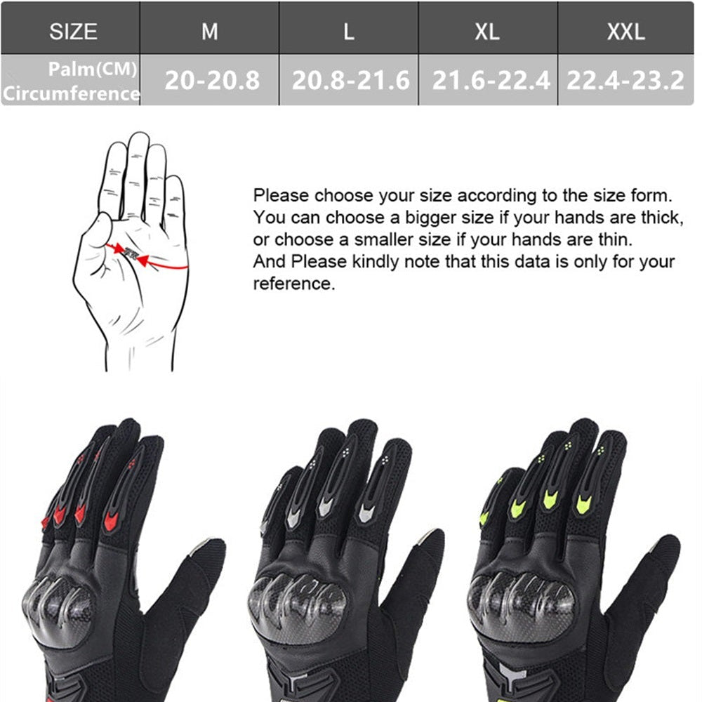 Motorcycle Touch Screen Gloves Carbon Fiber Riding Men Women Protective Gears