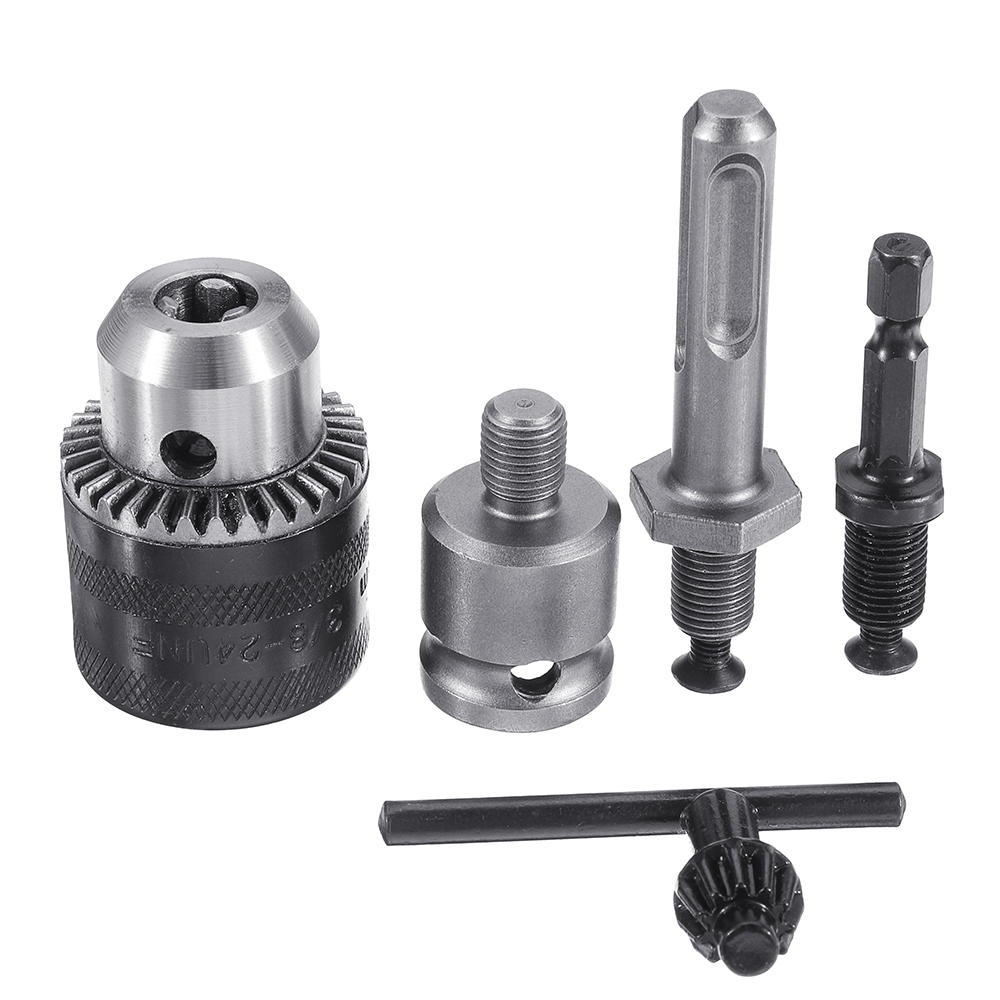 5pcs 1.5-10mm 3/8-24UNF Drill Chuck Set Drill Adapter Changed Impact Wrench Into Eletric Drill