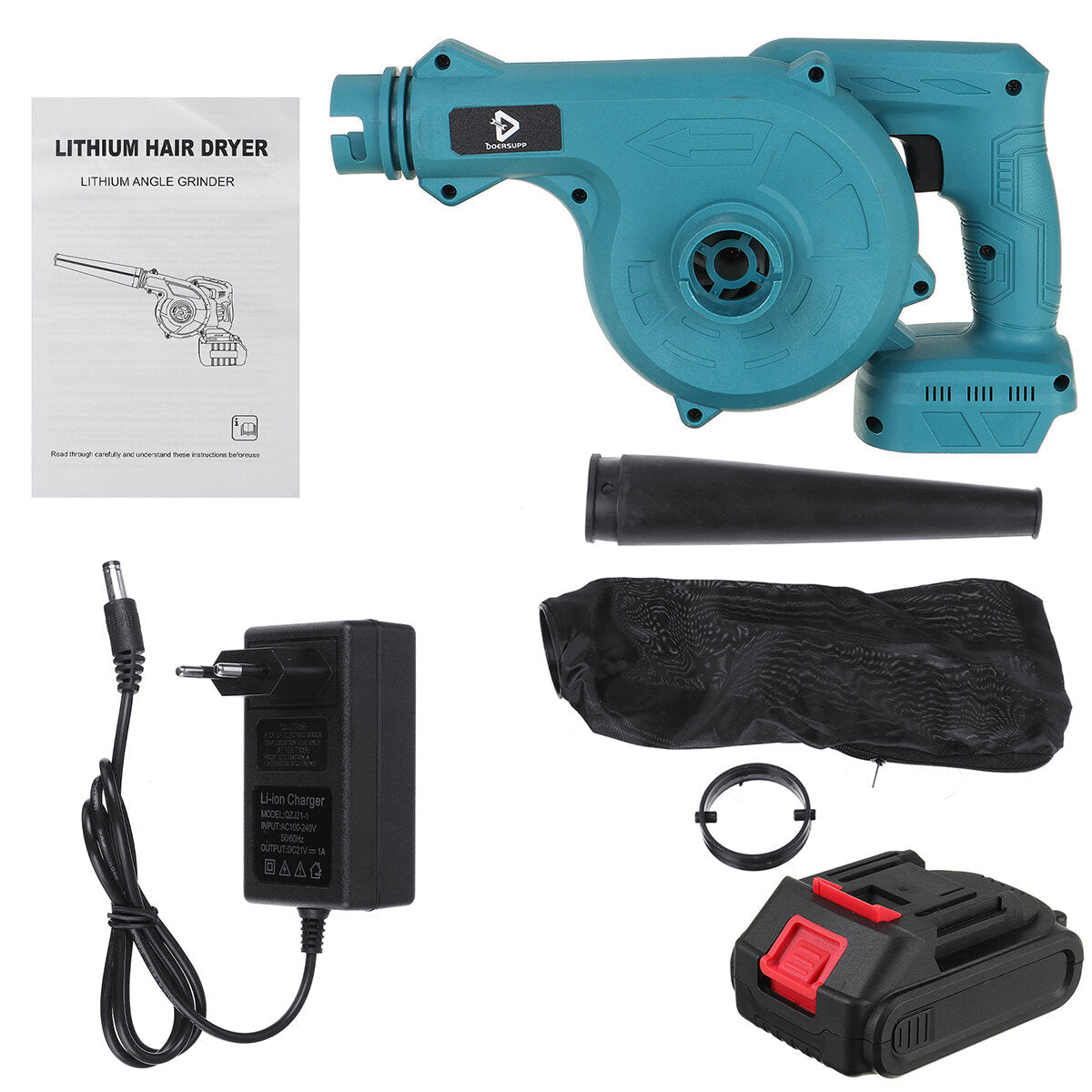 2 IN 1 Cordless Electric Air Blower Vacuum Suction Leaf Computer Dust Collector Cleaner