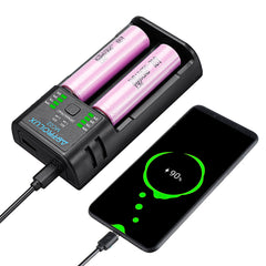 2 in1 USB Charging Mini Battery Charger Portable Mobile Phone Power Bank Current Optional Charger For 18650 21700 26650 Li-ion Battery