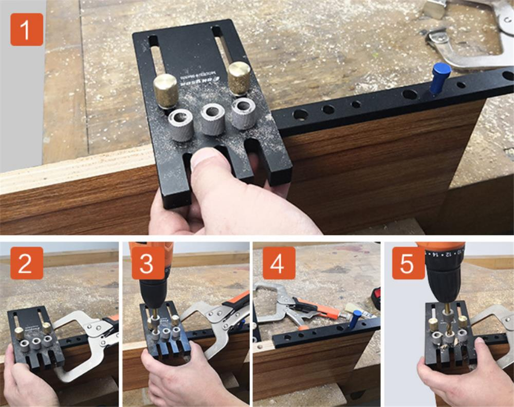 Jig Set Aluminium Alloy 3 In 1 Woodworking Dowel Drilling Position Jig Drilling Guide Kit