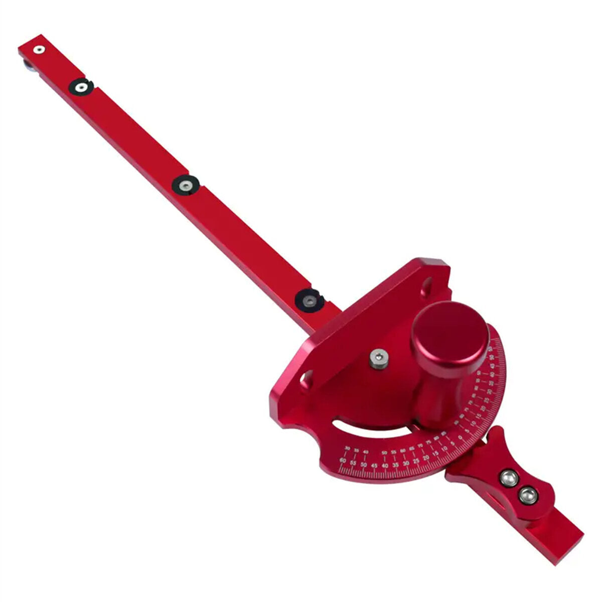 Precision Miter Gauge with 0-60° Angle Adjustment, CNC Gear Holes, Quick Positioning, Durable Metal & Aluminum, Ergonomic Handle
