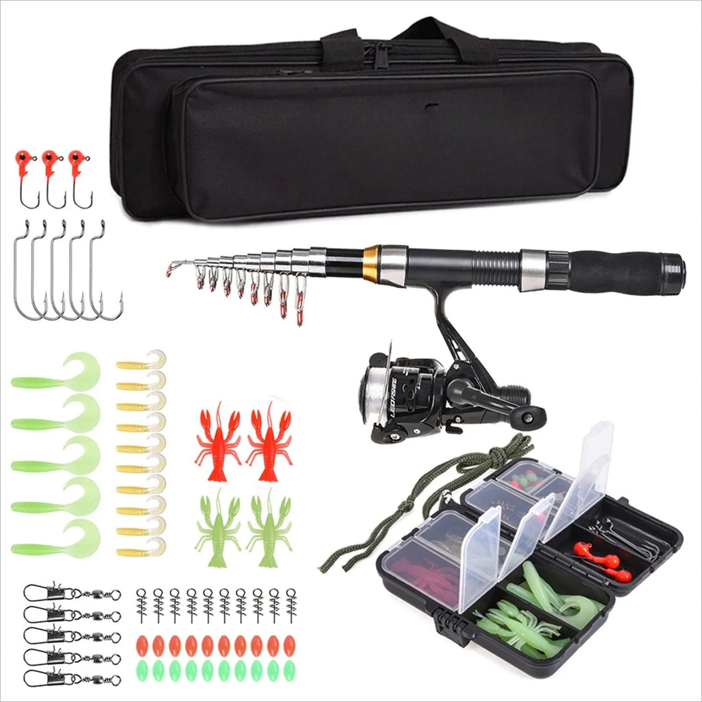 2.3m Fishing Rod Reel Combo Full Kit Telescopic Fishing Rod Spinning Reel Set
