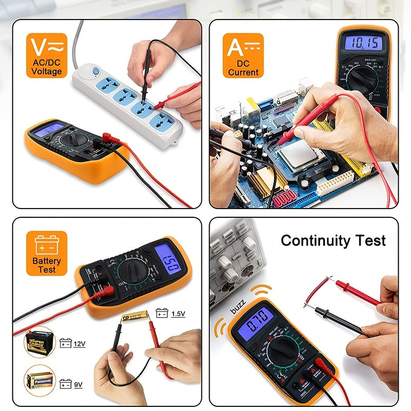 Electrician Multimeter with Digital Display Testing Current Resistance Voltage