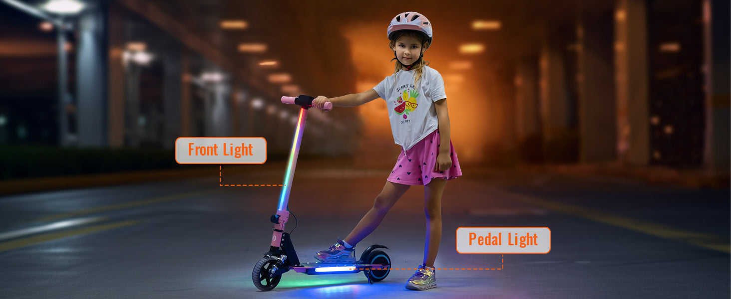 Kids Electric Scooter, 21.6V 2.5Ah, 130W Motor, Max Speed 14KM/H, 6.5in Folding Electric Scooter, 5-8KM Range, Max Load 70Kg Children Electric Scooter