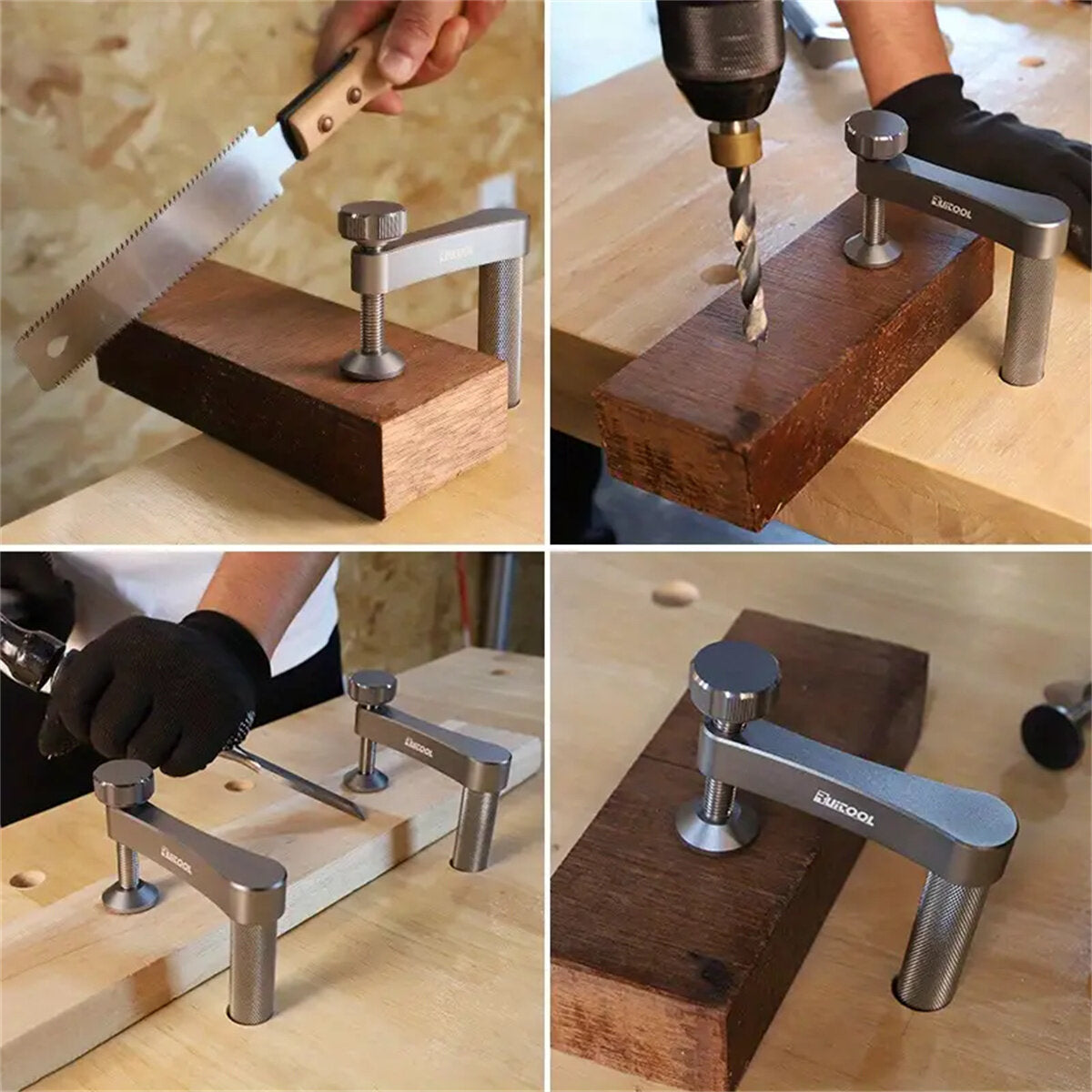 Premium Aluminum Dog Hole Clamps (2pcs) for 19mm/20mm Holes - Quick Action, Anti-Slip, Durable & Versatile
