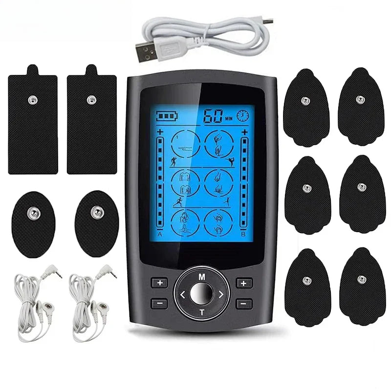 Dual Channel TENS EMS Unit - 36 Modes Muscle Stimulator for Pain Relief, 10 Pads, Portable with Storage Bag