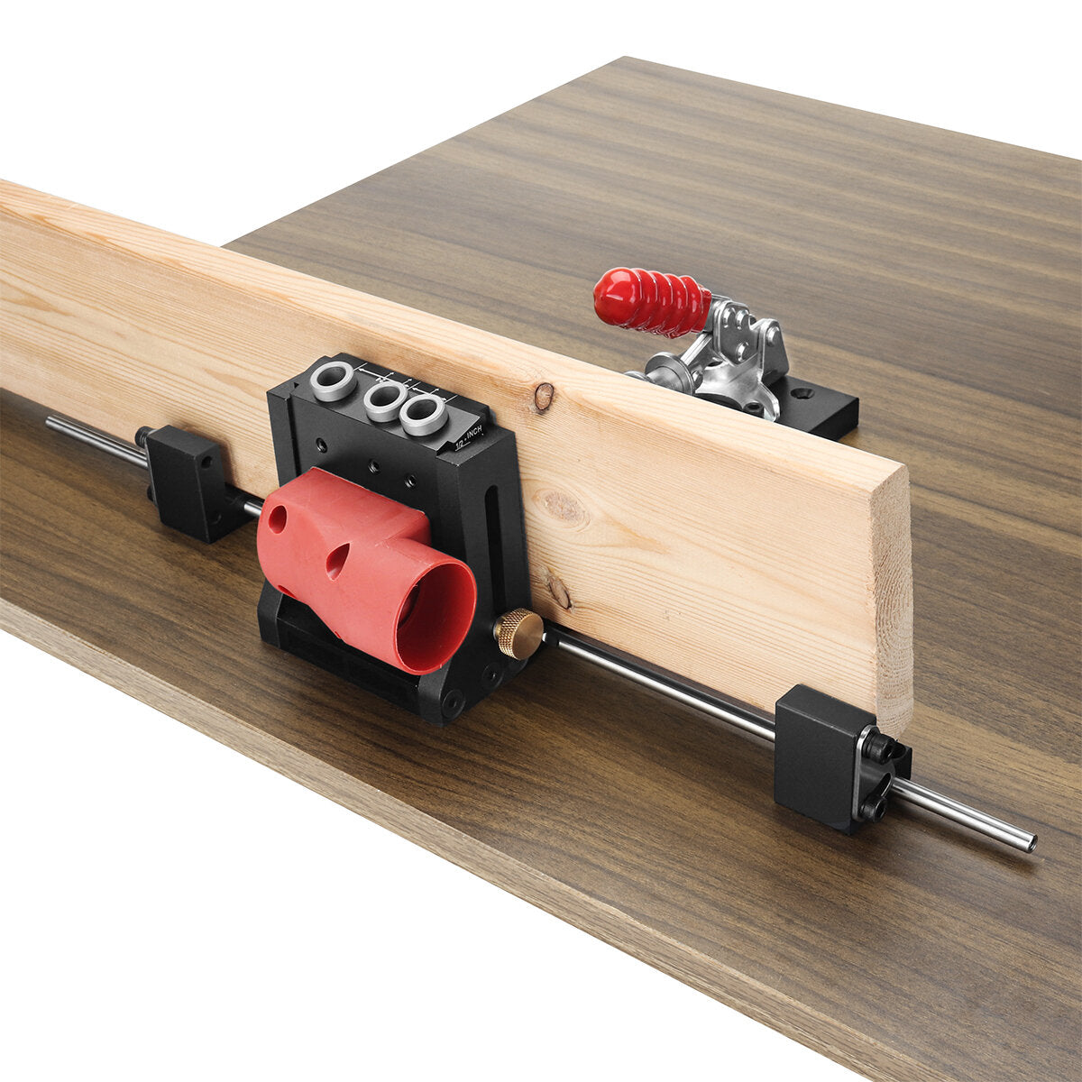 Aluminum Pocket Hole Jig with Stabilizing Bar & Stop Block for DIY Woodworking Projects