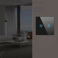 White 2 Gang Touch Wall Switch on /off Light LED Lamp Crystal Glass Screen Panel