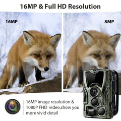 Hunting Camera with 5000Mah Lithium Battery 16MP 64GB Trail Camera IP65 Waterproof 0.3s 940nm Wild Camera Type-C Charging