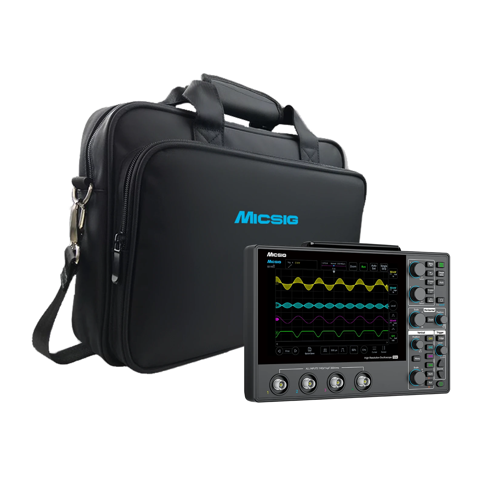 100MHz Tablet Oscilloscope, 4 Channels, 12-Bit Resolution, 1GSa/s, 110Mpts Memory & 8-Inch Touchscreen