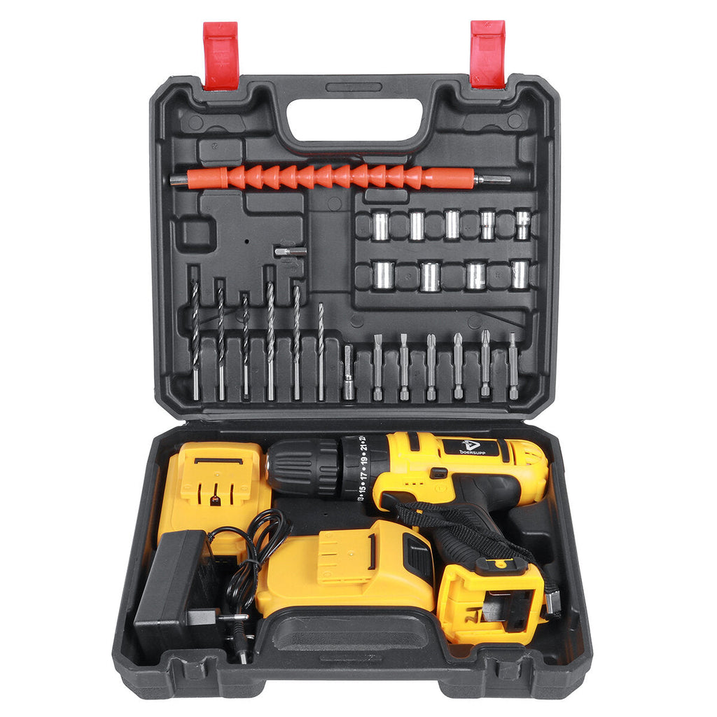 48VF Impact Drill Cordless Screwdriver Drill 25+3 Torque 2 Speed Drilling Battery Indicator Tool