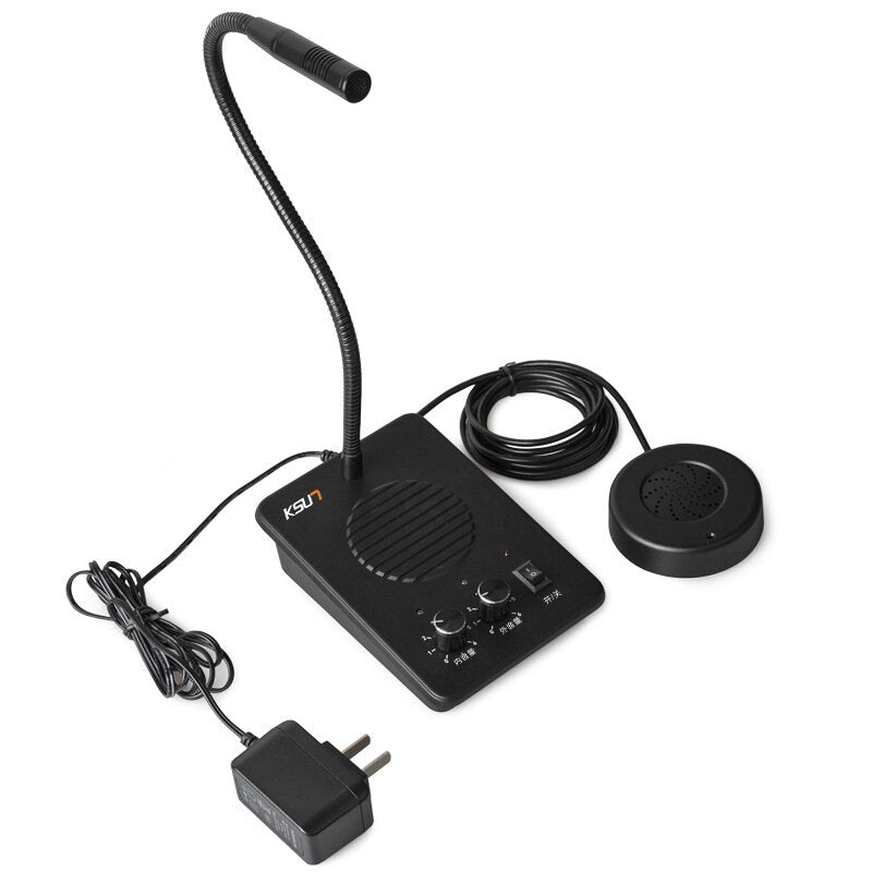 8W Window Intercom Bank Walkie Talkie Speaker Dual Way Microphone 400-470 MHz Wireless Transceiver