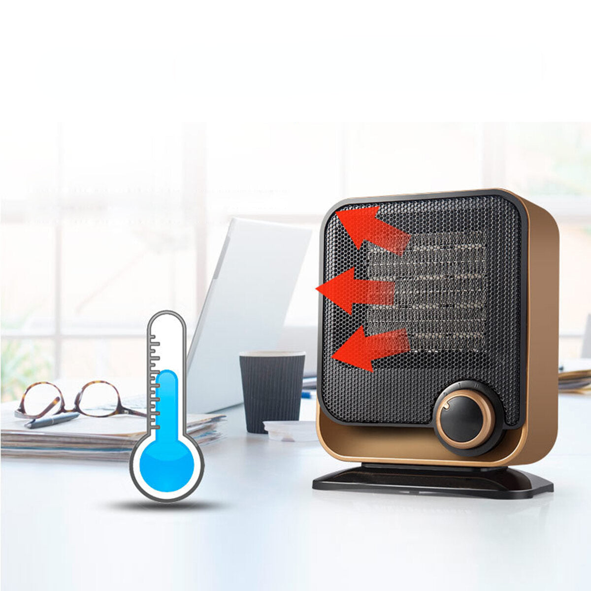 220V 1500W Low-Noise Electric Fan Heater with Adjustable Temperature - 3 Colors Available