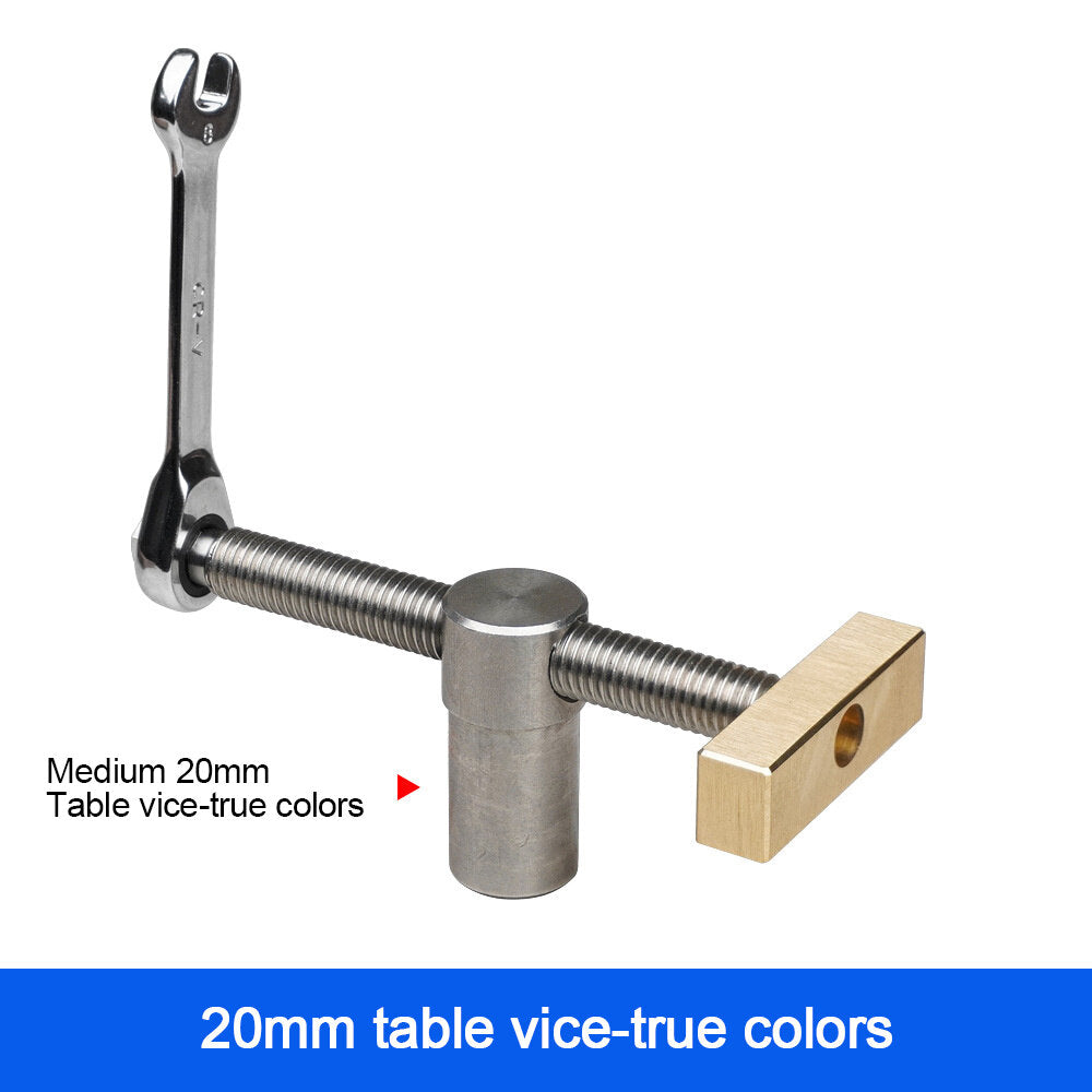 Woodworking Table Vice Clamp - Durable Brass & Stainless Steel, 19mm/20mm, Ratchet Mechanism, 1/2 PCS Options
