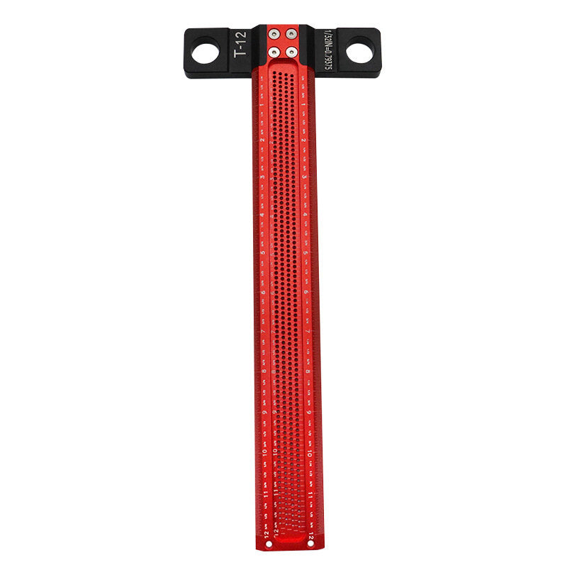 6/12 Inch Woodworking T-Ruler - Aluminum Alloy Hole Marking Tool for Accurate Drawing and Measurement