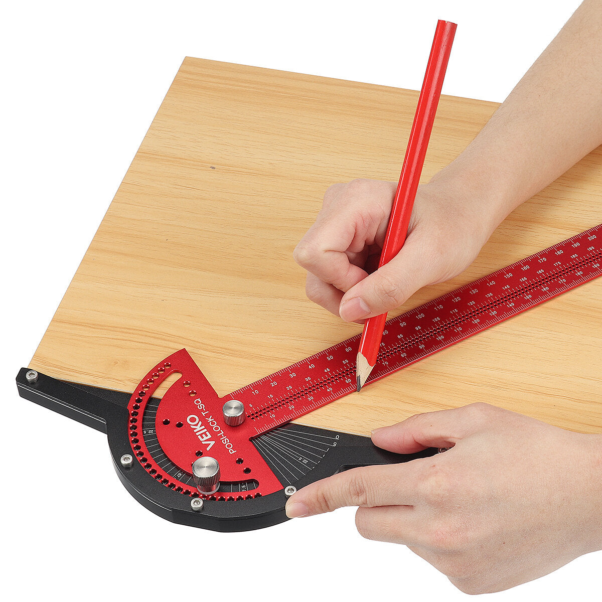 300mm Angle Positioning T Square Ruler - Adjustable 0-75° with 5° Increments for Woodworking and Carpentry Tools