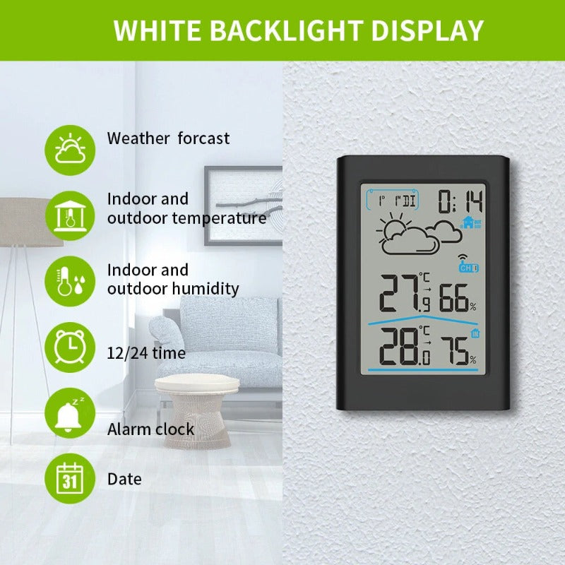 LCD Digital Smart Wireless Weather Station In/Outdoor Thermometer Hygrometer Remote Sensor Alarm Time Clock Weather Forecast
