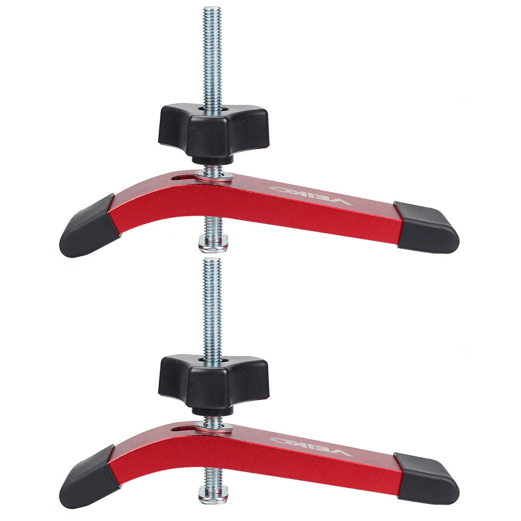 2PCS T Track Hold Down Clamps Set - Aluminum Alloy, Red & Black, Includes T Bolts, Knobs, Washers, Storage Box