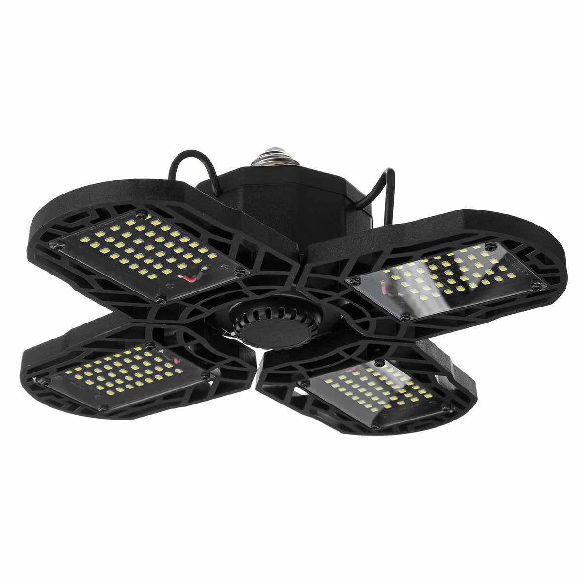 96/300LED Deformable LED Garage Lights: Ultra-Bright Adjustable Ceiling Light, E26/E27 Work Bulbs with 2/3 Leaves in Die-Cast Aluminum/Plastic