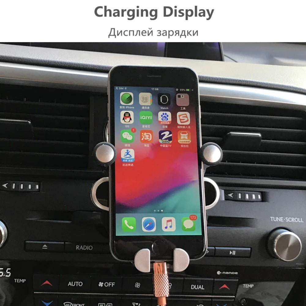Universal CD Slot Gravity Car Holder - Premium ABS, One-Hand Operation, Super Strong, Silver, Fits All Mobile Phones