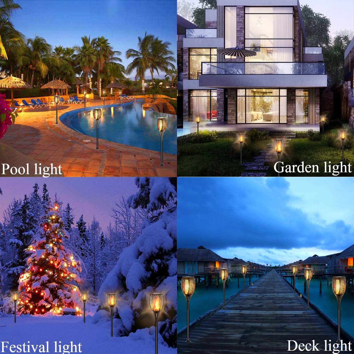 33LEDs 56CM Height Waterproof Solar Fire Torch Light Flickering Flame Lamp Outdoor Landscape Garden Lighting
