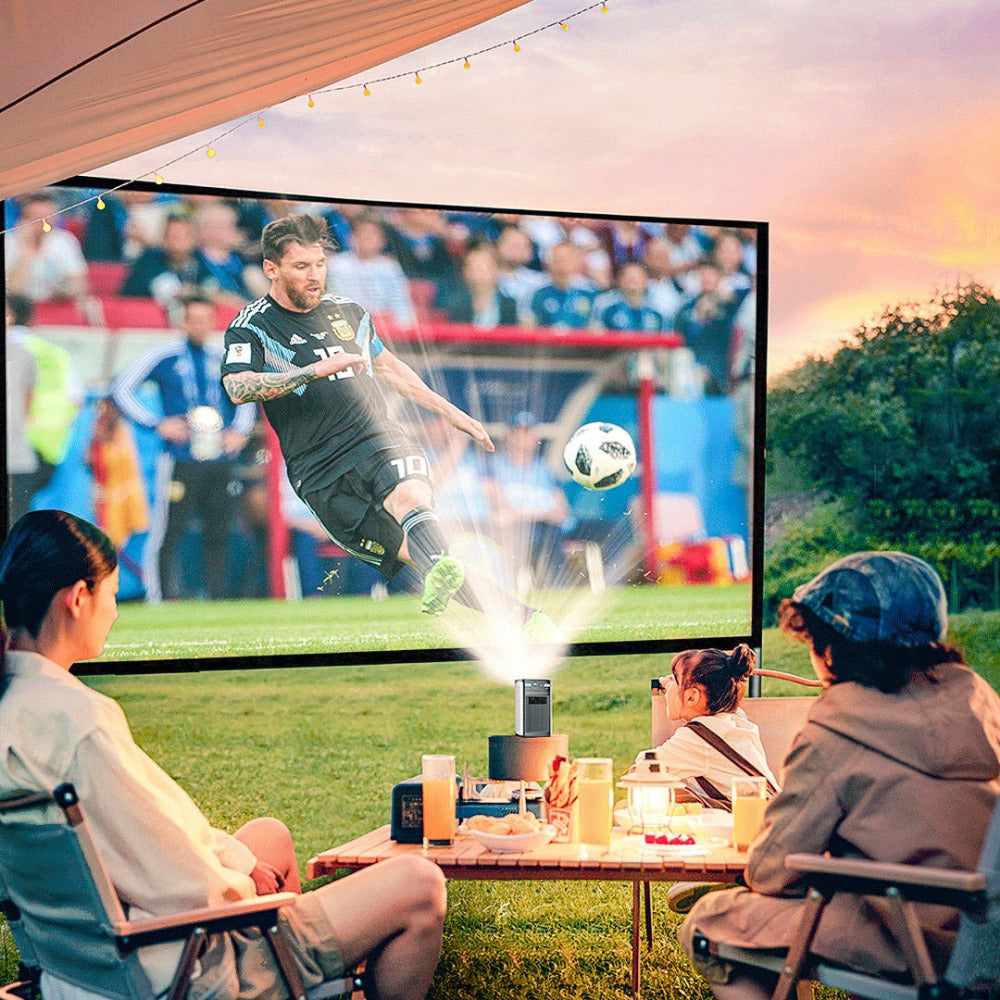 DLP Mini Projector with WIFI6, Android TV, Bluetooth 5.0, Auto Focus, Keystone Correction, Built-in Battery for Outdoor Movies