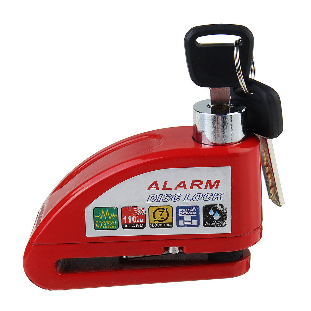 110DB Motorcycle Lock Alarm Disc Wheel Brake Pouch Lock Alarm Kit Bike Scooter Security Anti-theft 2 Keys