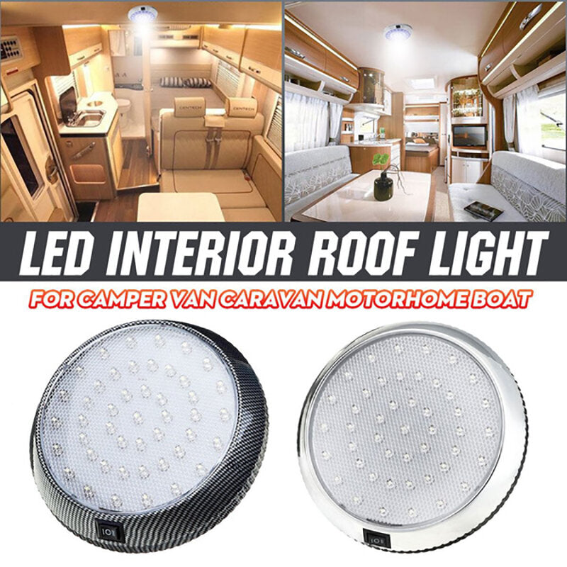 46LED Car Round Ceiling Dome Roof Light DC12V Interior Light Lamp On/Off Switch