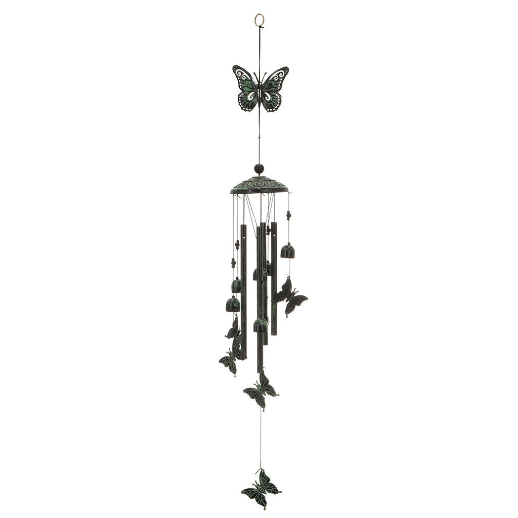 Green Retro Animal Iron Wind Chime With 4 Metal Tubes Metal Hanging Wind Bell