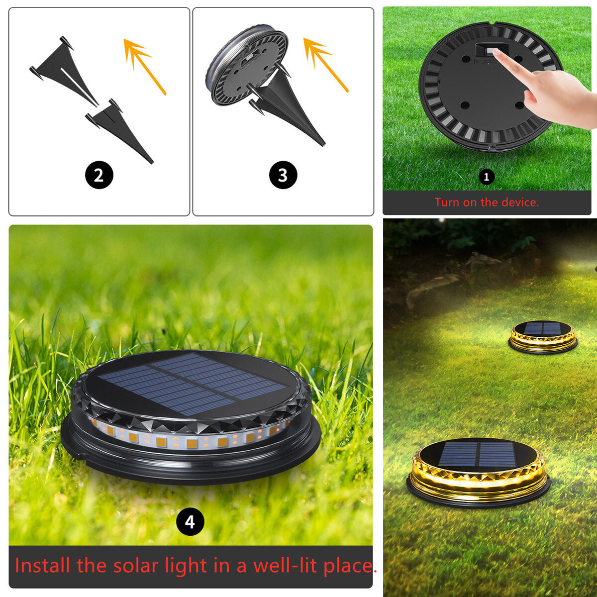 LED Solar Ground Lights Floor Decking Outdoor Garden Lawn Path Lamps Waterproof