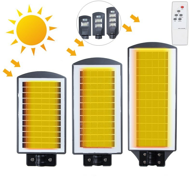 40W 80W 120W Sensor LED Solar Light  2835 Wall Street Lamp Garden Outdoor Lighting + Remote Control