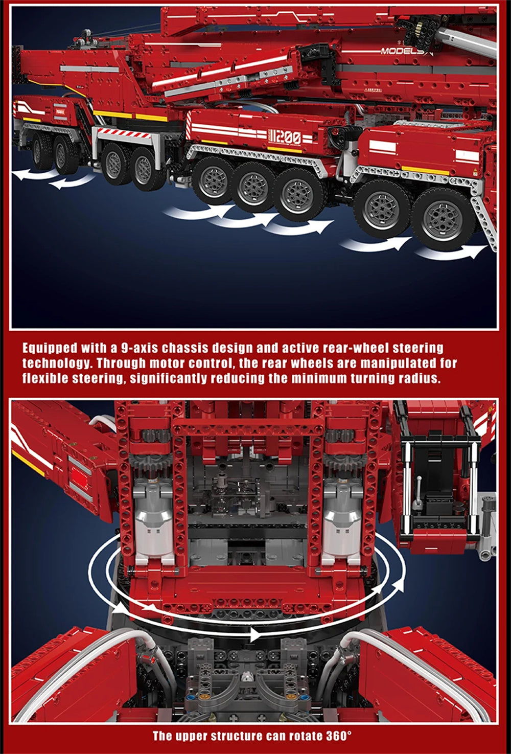 Technical Truck Building Block Remote Control Liebherred LTM 11200 Crane Model Kids Christmas Car Toys