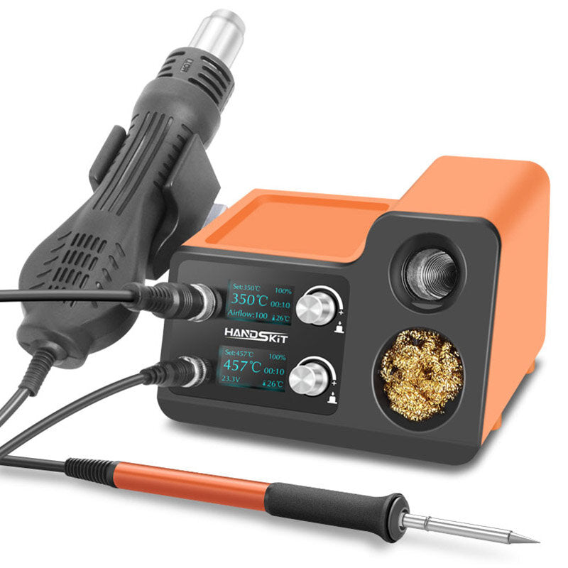 2 in 1 Hot Air Gun Soldering Station OLED Digital Adjustment Auto Sleep 1s-6s Fast Heating Repair Tool