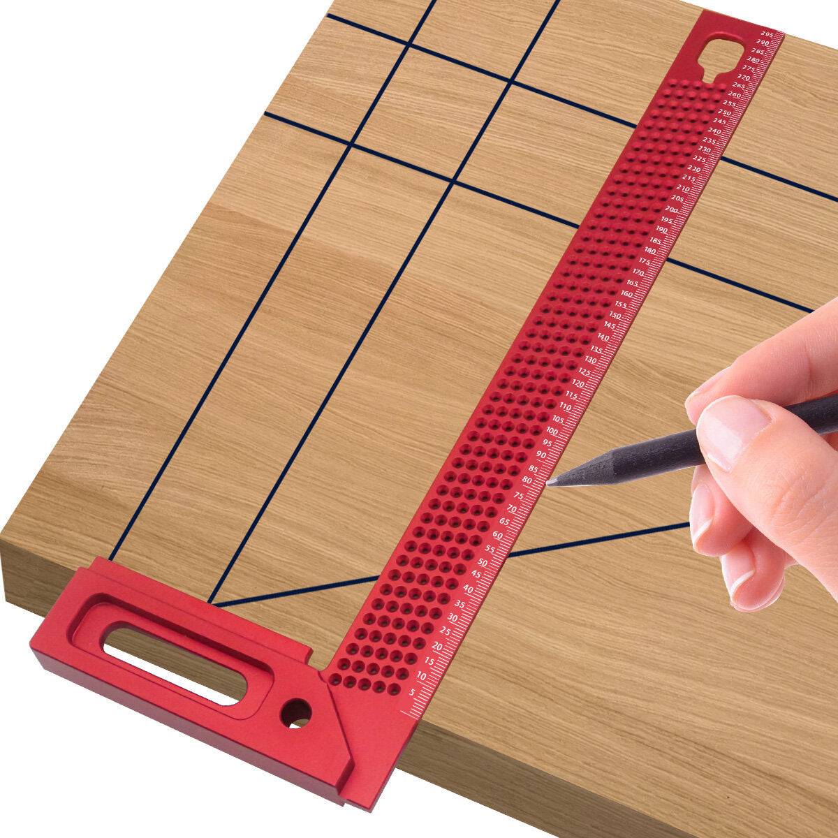 Precision Woodworking Square - Multi-functional Aluminum Tool for Accurate Framing, Marking & Scribing (300mm)