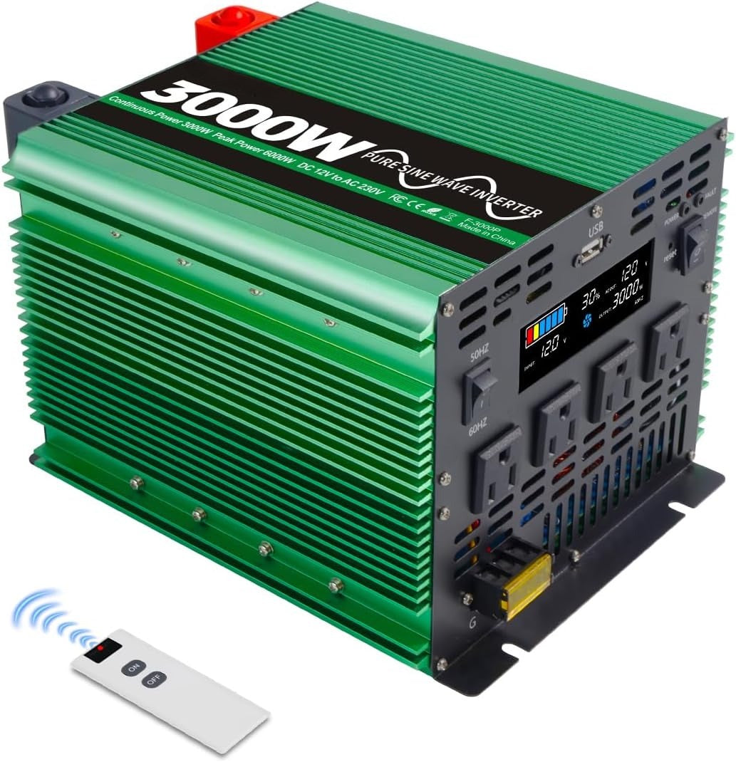 GreenZech Elite SR Inverter | 3000W 4000W 5000W | Universal DC 12V-24V to AC 110V-240V | Professional Pure Sine Wave Power Station