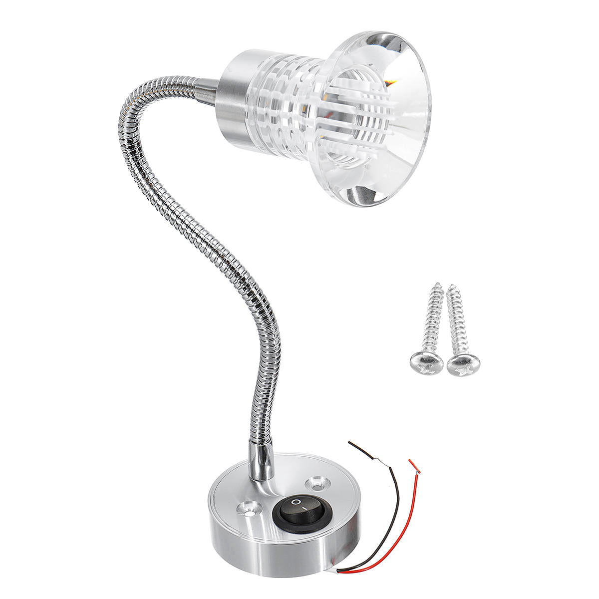 12V Flexible LED Reading Spot Light Bedside Wall Lamp For RV Boat Caravan Motorhome