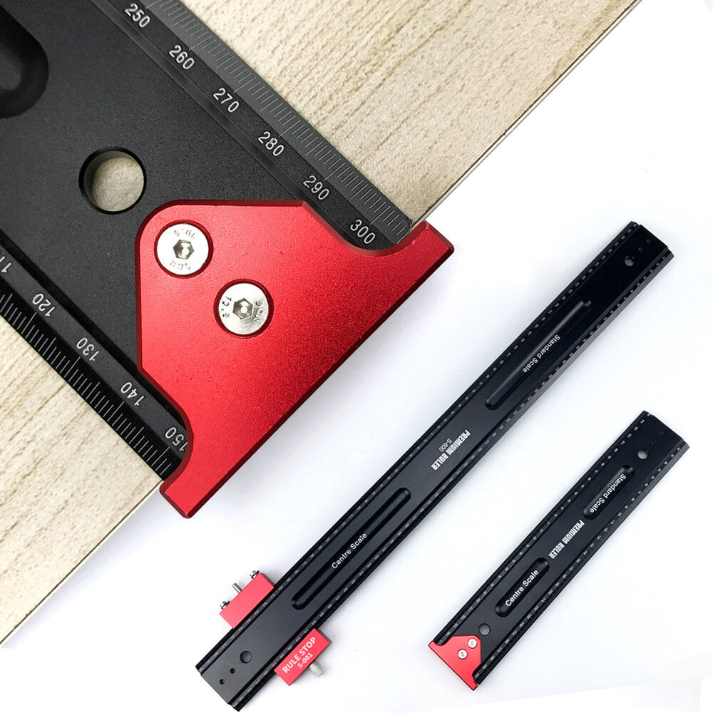 Aluminum Alloy Ruler with Position Limitator, Easy to Read, Durable, 300mm/600mm/900mm, Ideal for Professionals
