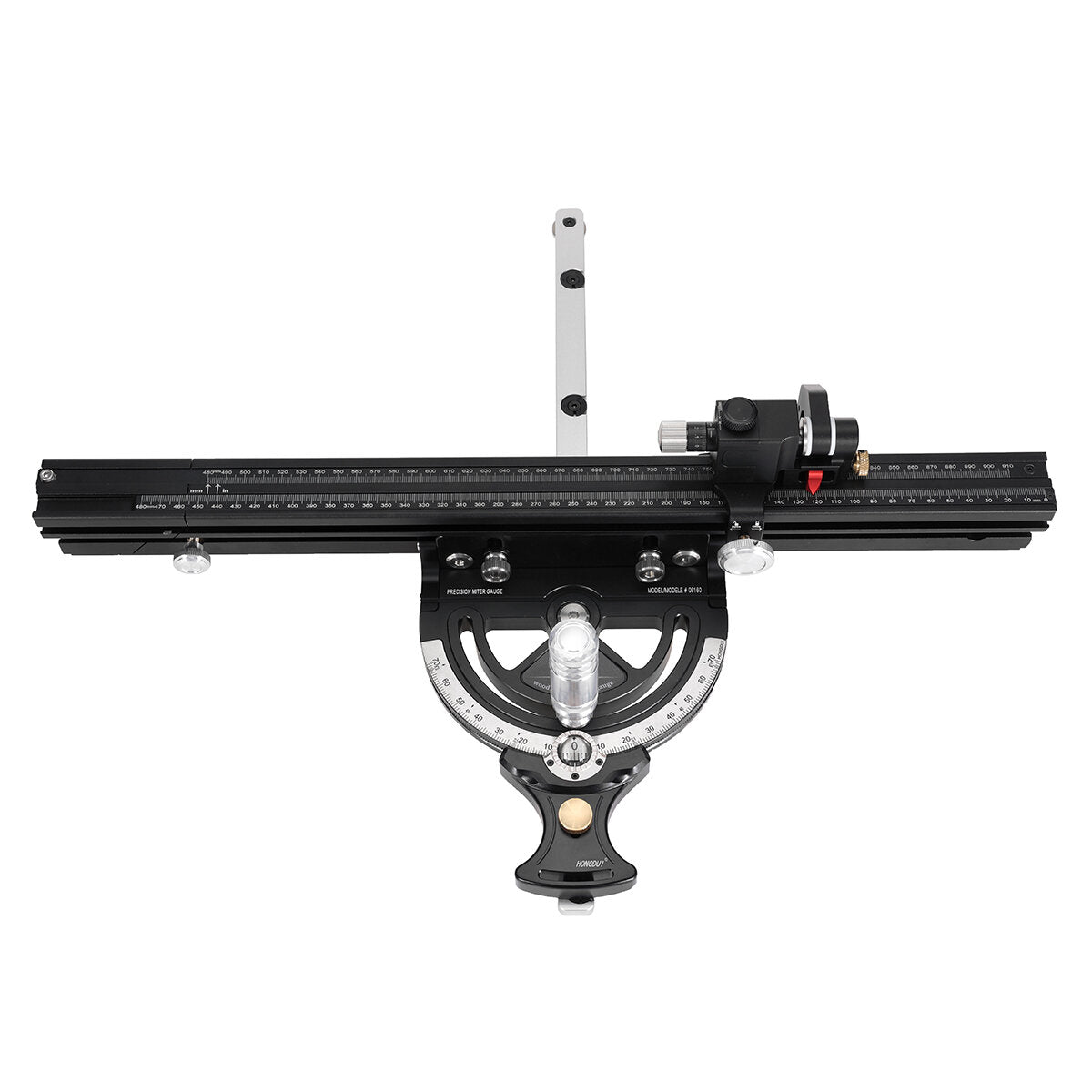 Aluminum Miter Gauge with Adjustable 0-70° Angle, 0-850mm Length, High Precision, Quick Positioning, and Scale Magnifier