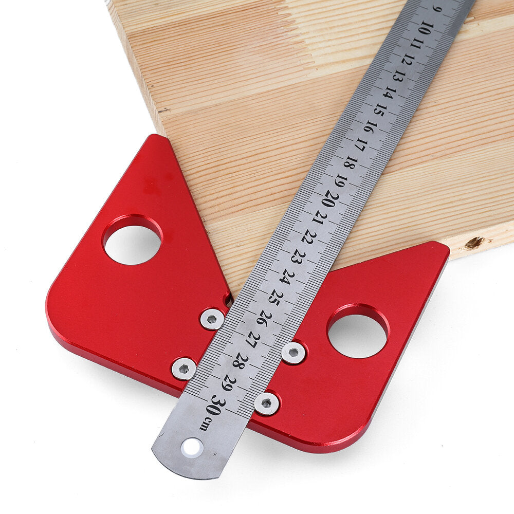 Woodworking Center Scriber Ruler - 45° Angle Measuring Tool, Aluminum Alloy & Stainless Steel, 30cm Length