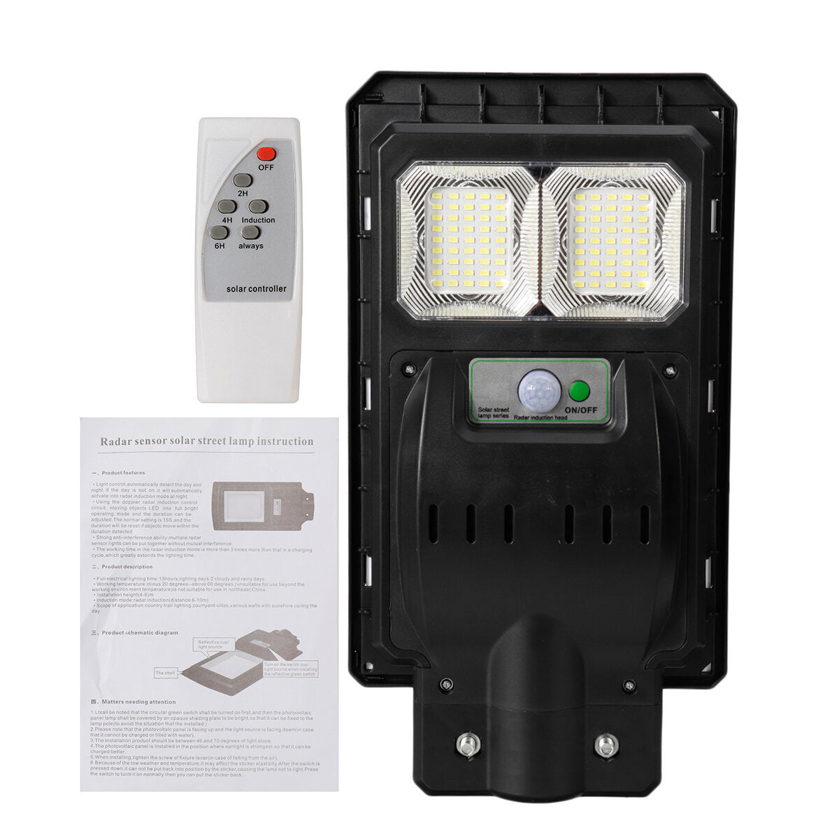 LED Solar Street Light PIR Motion Sensor Outdoor Garden Waterproof Wall Lamp Remote Control