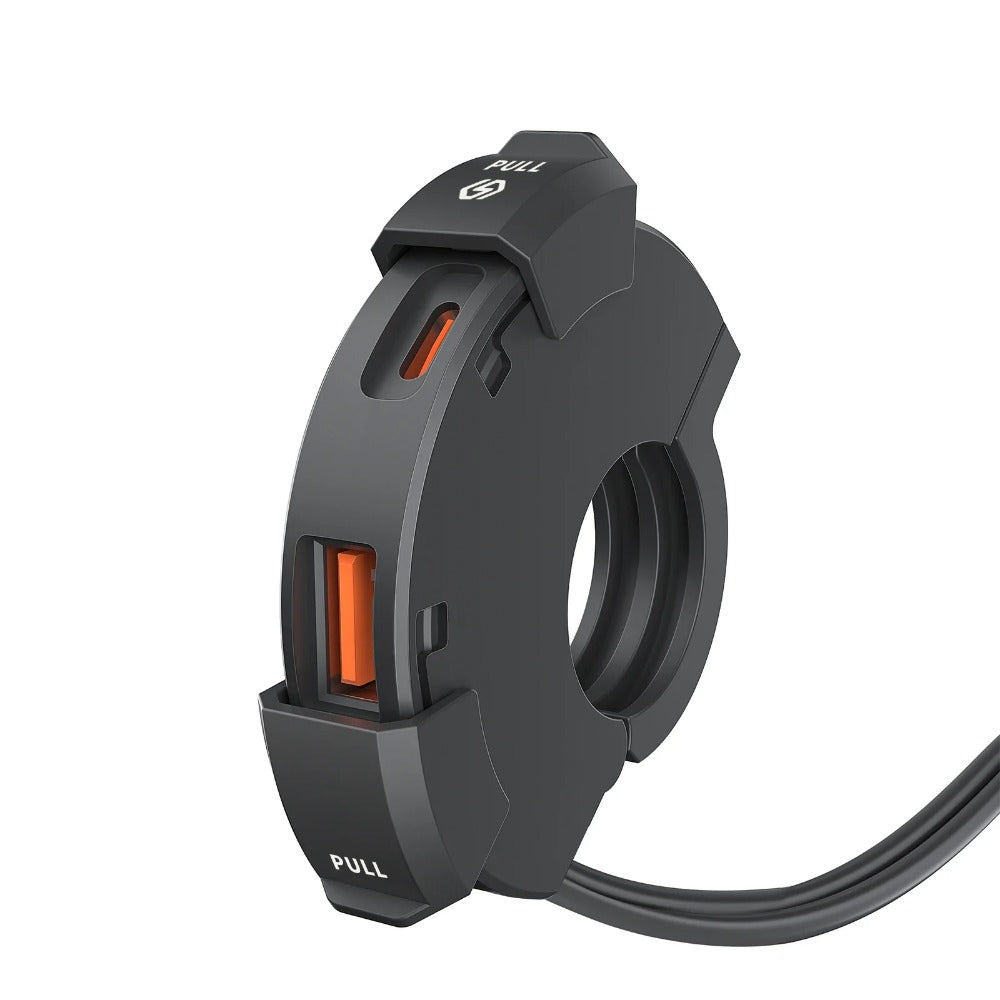 Motorcycle USB Phone Charger - 18W Dual Ports, Waterproof, Fits 12V-24V Bikes, Handlebar Installation, Safe Charging