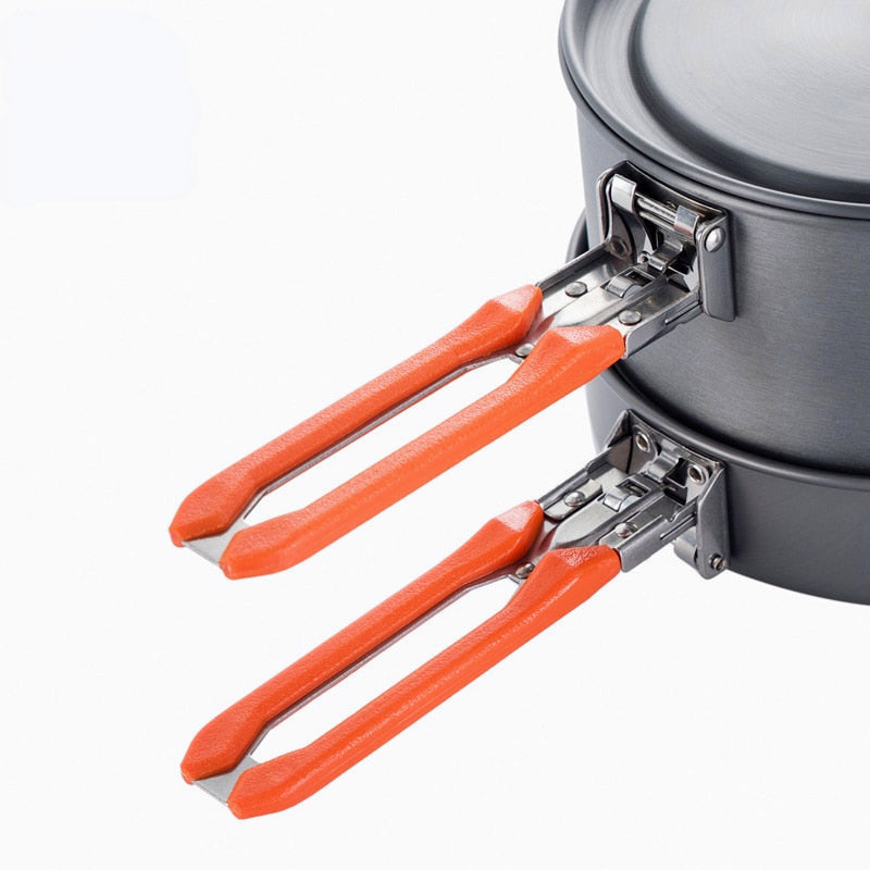 Camping Cookware Utensils Dishes Camp Cooking Set Hiking Heat Exchanger Pot Kettle Outdoor Tourism Tableware