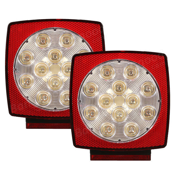 12V LED Square Trailer Tail Lights Truck Brake Stop Lamp Stud Mount Universal